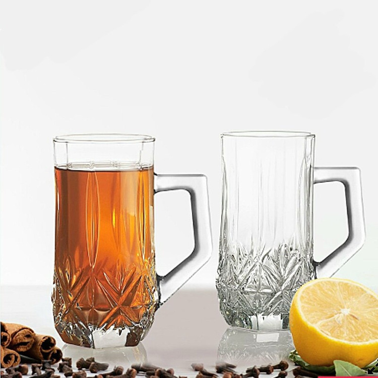 استکان لومینارک مدل برایتون حک شده اصلی دسته دار بسته 6 عددی ساخت امارات مدل گلد فرنس F2565E LUMINARC BRIGHTON | ارسال رایگان