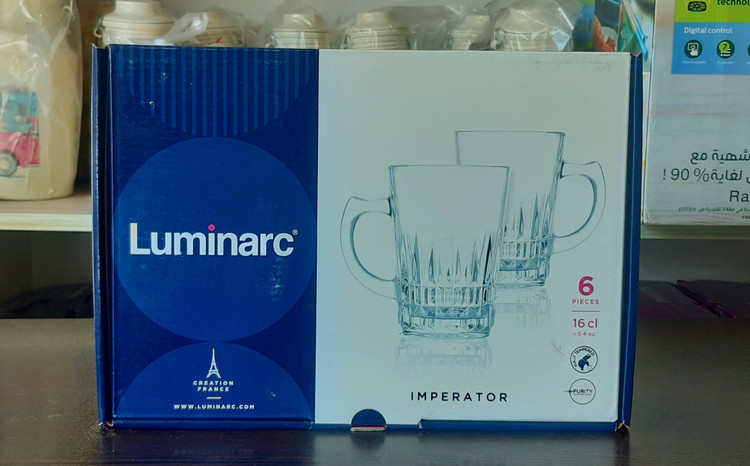 استکان دسته دار لومینارک مدل امپراطور اصلی ساخت امارات دست 6 عددی سری گلد فرنس F2565 LUMINARC IMPERATOR | ارسال رایگان