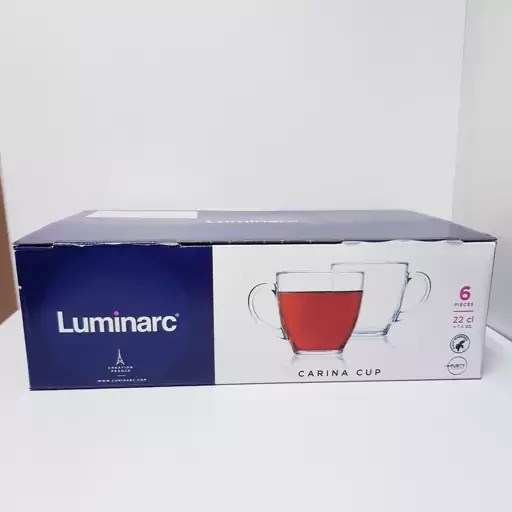 فنجان لومینارک مدل کارینا دسته دار اصلی ساخت امارات دست 6 عددی سری گلد فرنس F 2565 LUMINARC CARINA | ارسال رایگان