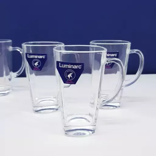 استکان لومینارک مدل استرلینگ اصلی حک شده دسته دار دست 6 عددی ساخت امارات LUMINARC STERLING سری گلد فرنس F2565E | ارسال رایگان