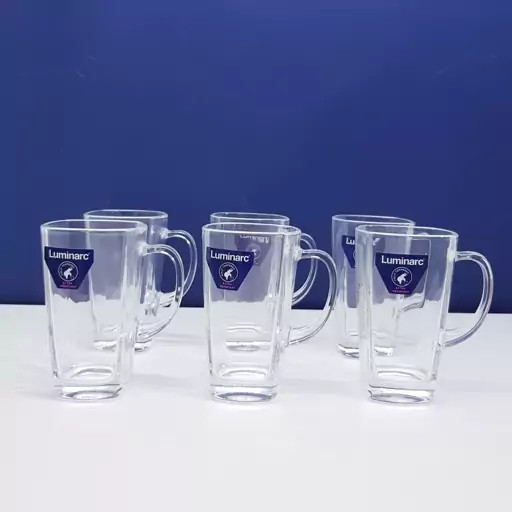 استکان لومینارک مدل استرلینگ اصلی حک شده دسته دار دست 6 عددی ساخت امارات LUMINARC STERLING سری گلد فرنس F2565E | ارسال رایگان