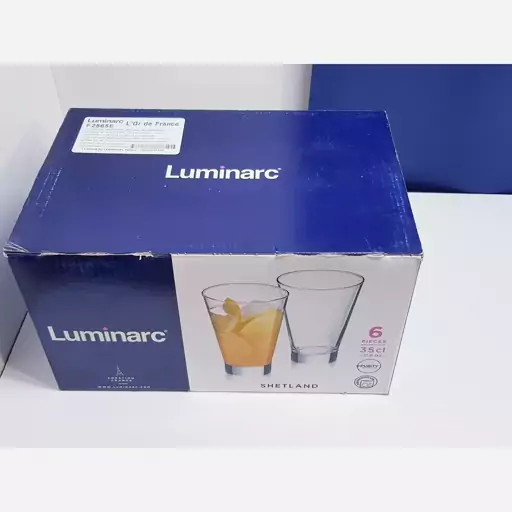 لیوان لومینارک شتلند اصلی حک شده ساخت امارات بسته 6 عددی سری گلد فرنس F2565E LUMINARC SHETLAND | ارسال رایگان