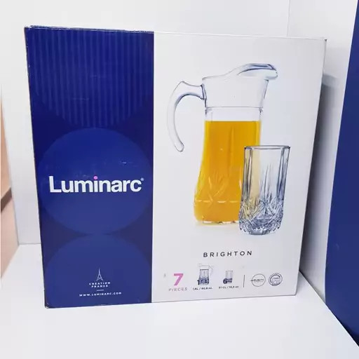 پارچ و لیوان لومینارک مدل برایتون اصلی 7 پارچه ساخت امارات سری گلد فرنس F2565E LUMINARC BRIGHTON | ارسال رایگان