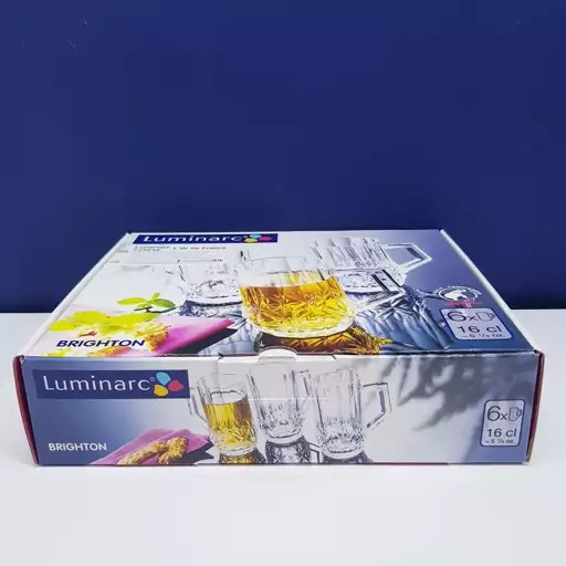 استکان لومینارک مدل برایتون حک شده اصلی دسته دار بسته 6 عددی ساخت امارات مدل گلد فرنس F2565E LUMINARC BRIGHTON | ارسال رایگان