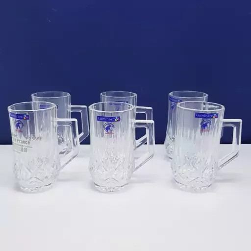 استکان لومینارک مدل برایتون حک شده اصلی دسته دار بسته 6 عددی ساخت امارات مدل گلد فرنس F2565E LUMINARC BRIGHTON | ارسال رایگان