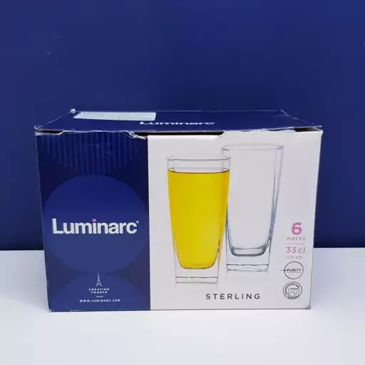 لیوان لومینارک مدل استرلینگ بلند اصلی حک شده ساخت امارات دست 6 عددی سری گلد فرنس F2565E LUMINARC STERLING | ارسال رایگان