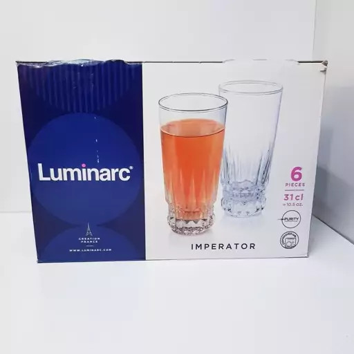 لیوان لومینارک مدل امپراطور اصلی ساخت امارات دست 6 عددی سری گلد فرنس F2565 LUMINARC IMPERATOR | ارسال رایگان