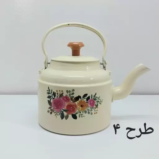 کتری روحی طرح دار 1.5 لیتری نسوز نگیر رنگ کوره قطر کف 13 سانت | ارسال رایگان