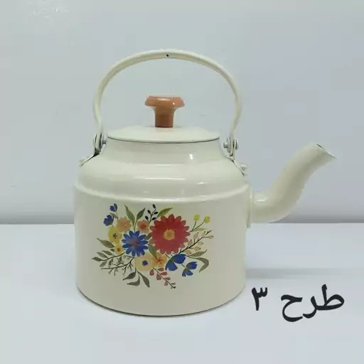 کتری روحی طرح دار 1.5 لیتری نسوز نگیر رنگ کوره قطر کف 13 سانت | ارسال رایگان