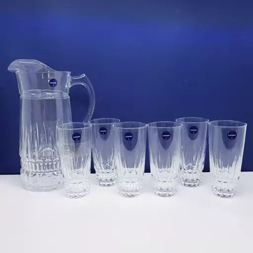 پارچ و لیوان لومینارک اصلی مدل امپراطور اصلی 7 پارچه حک شده ساخت امارات سری گلدفرنس F2565E | ارسال رایگان