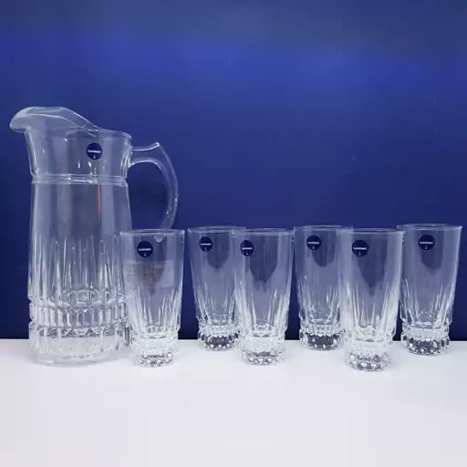 پارچ و لیوان لومینارک اصلی مدل امپراطور اصلی 7 پارچه حک شده ساخت امارات سری گلدفرنس F2565E | ارسال رایگان