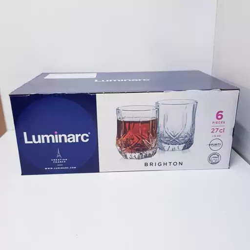 نیم لیوان لومینارک اصلی مدل برایتون کوتاه ساخت امارات دست 6 عددی سری گلد فرنس F2565 LUMINARC BRIGHTON | ارسال رایگان